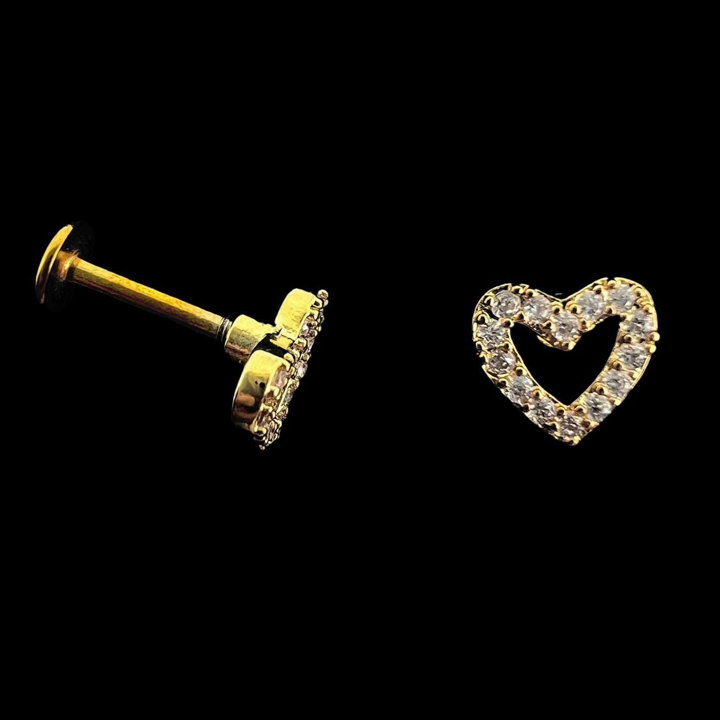 Stainless Steel Heart Shape Strass Ear Piercing