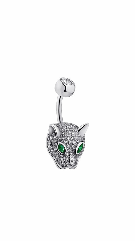 14G Leopard 925 Sterling Silver Belly Ring