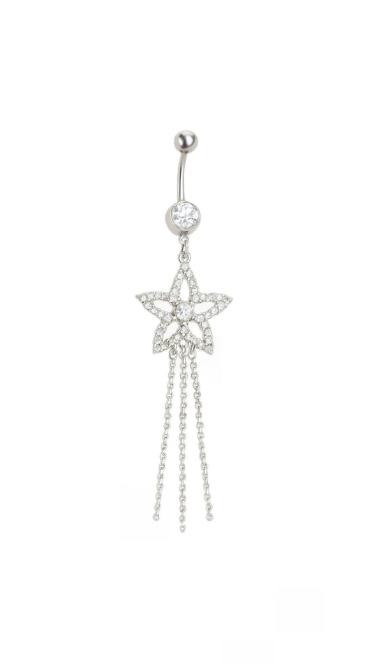 Rhinestone & Star Decor Navel Belly Ring