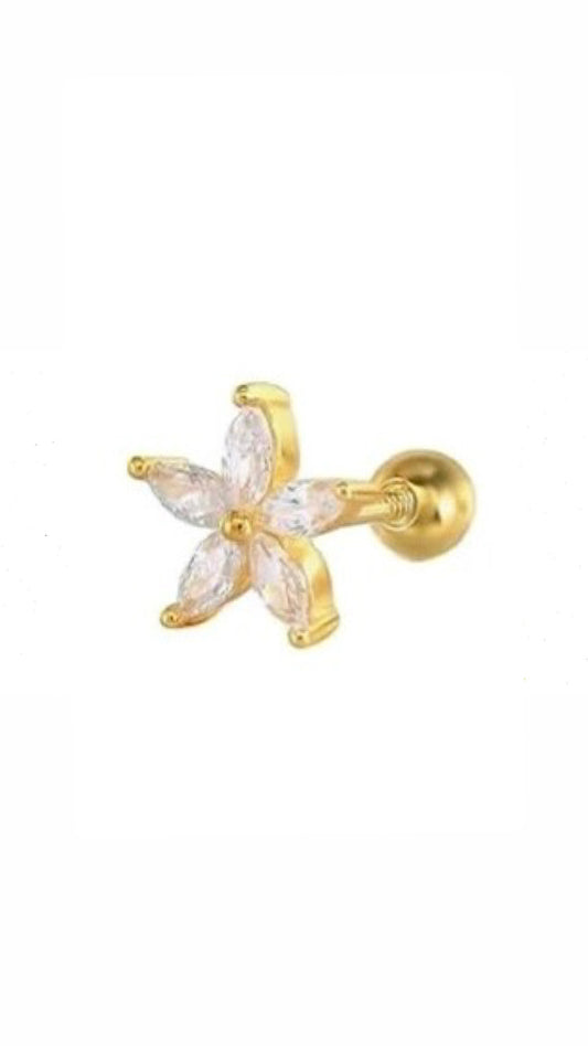 Stainless Steel Gold Flower Ear Piercing