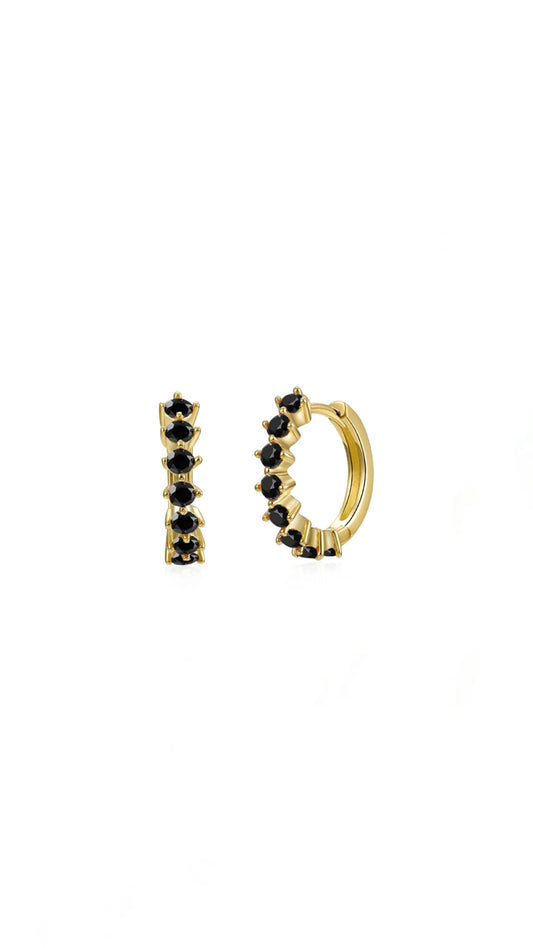 S925 Black Stud Hoop Ear Piercing (PAIR)