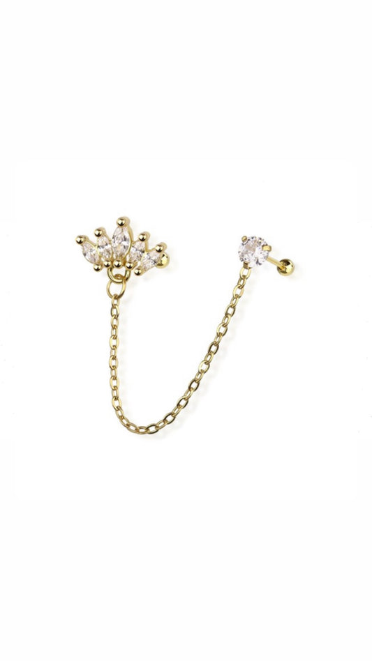 Stainless Steel Chain Stud/Crown Ear Piercing (Model 1)