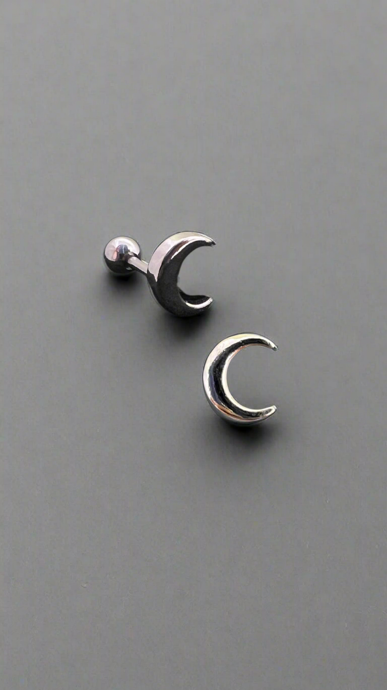 Stainless Steel Crescent Matt Moon Ear Piercing