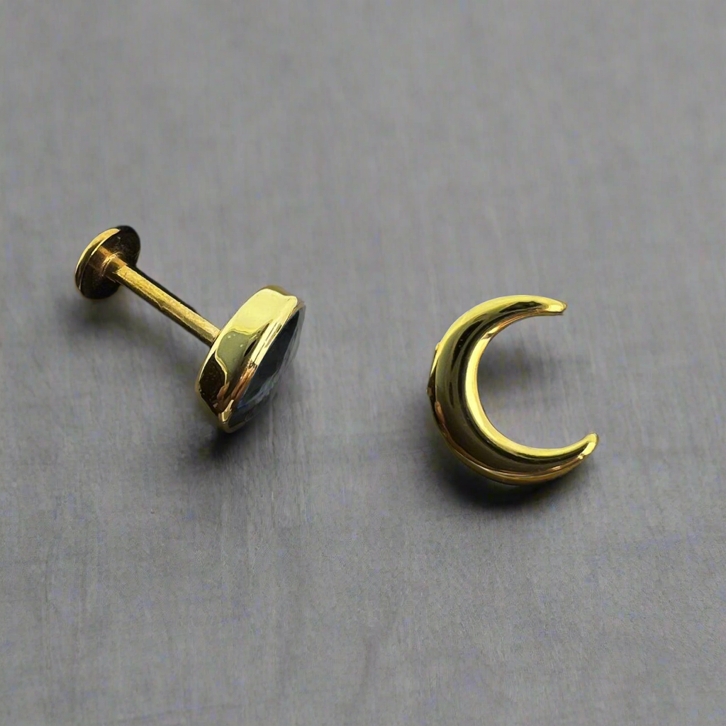 Stainless Steel Crescent Matt Moon Ear Piercing