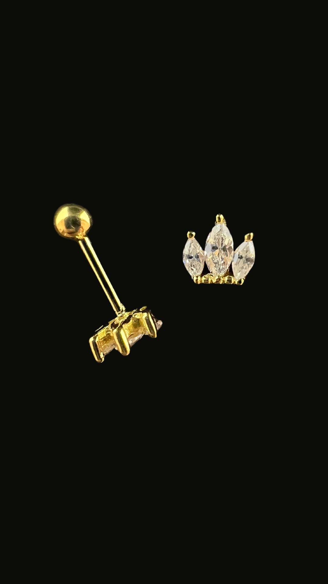 Silver 925 Gold Mini Crown Ear Piercing