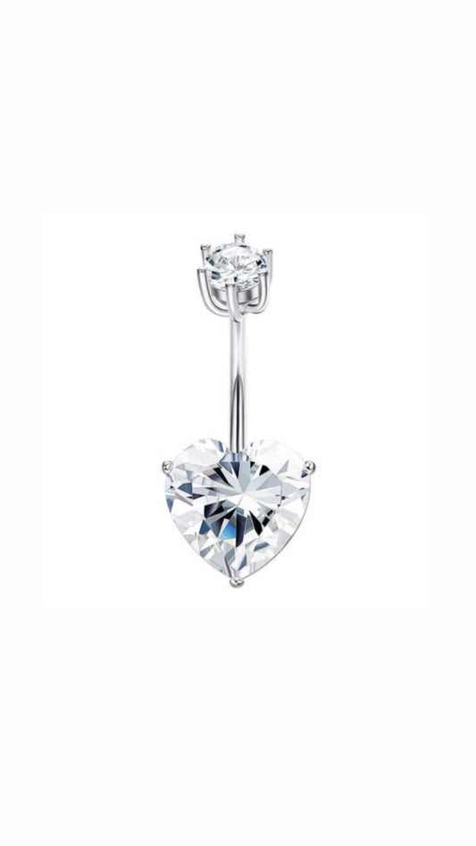Silver 925 Heart Belly Ring