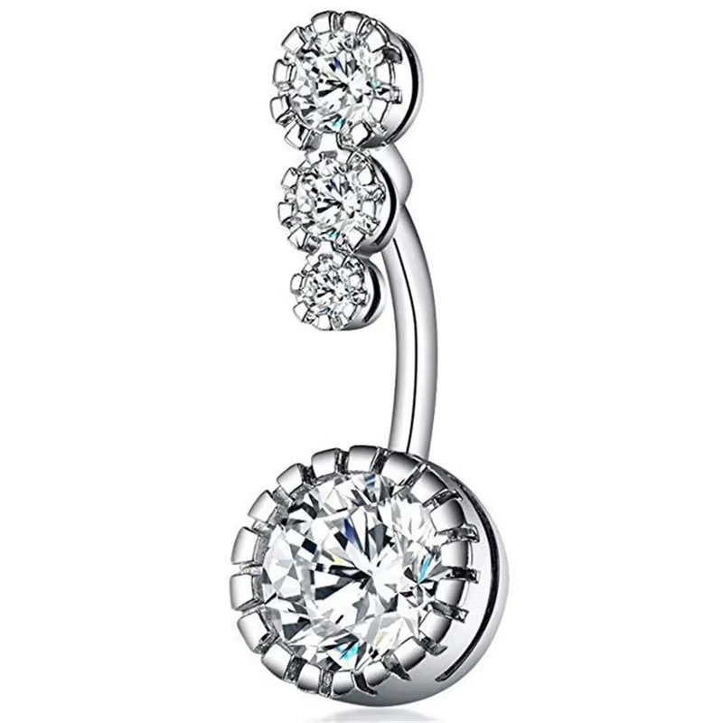 Silver 925 Triple Stone Belly Ring