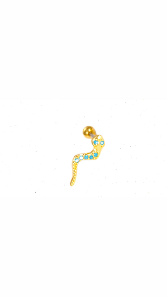 Single Blue Snake Ear Piercing