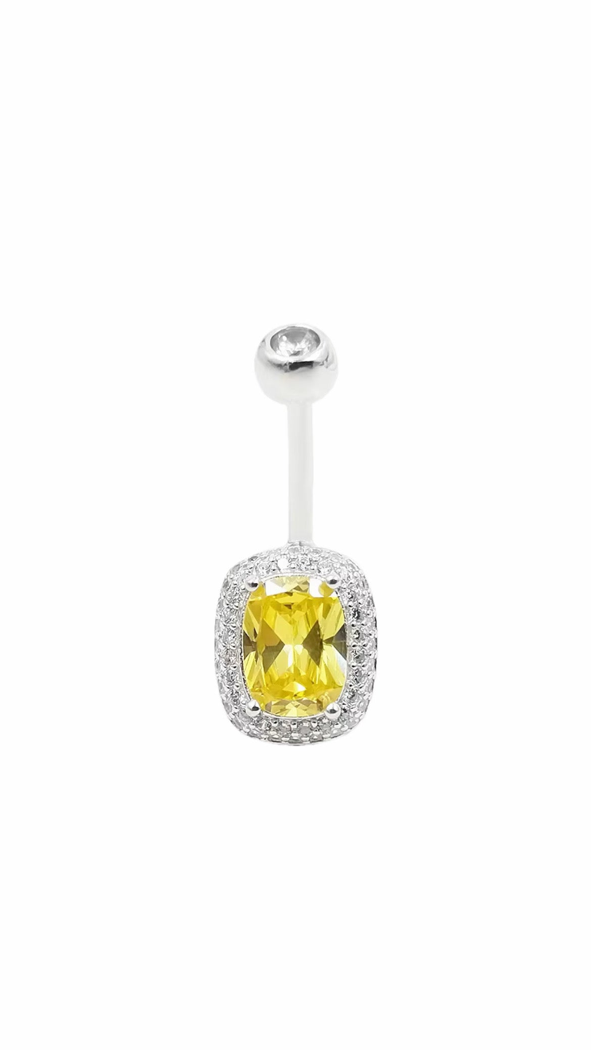 Silver 925 Citrine Belly Ring