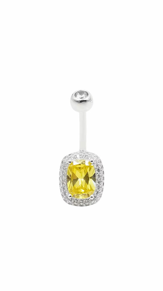 Silver 925 Citrine Belly Ring