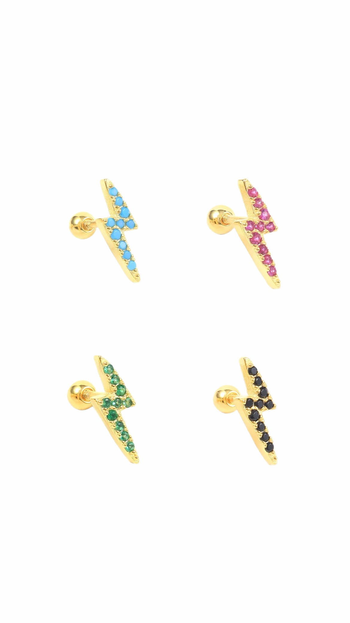 Silver 925 Colored Thunder Ear Piercing