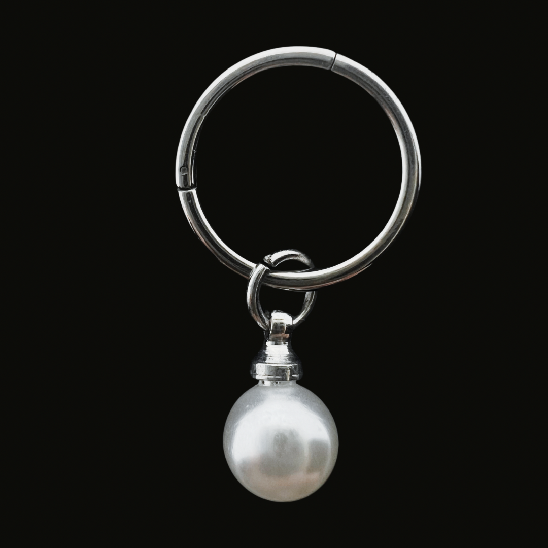 Hoop Medium Size Pearl Clicker Belly Ring