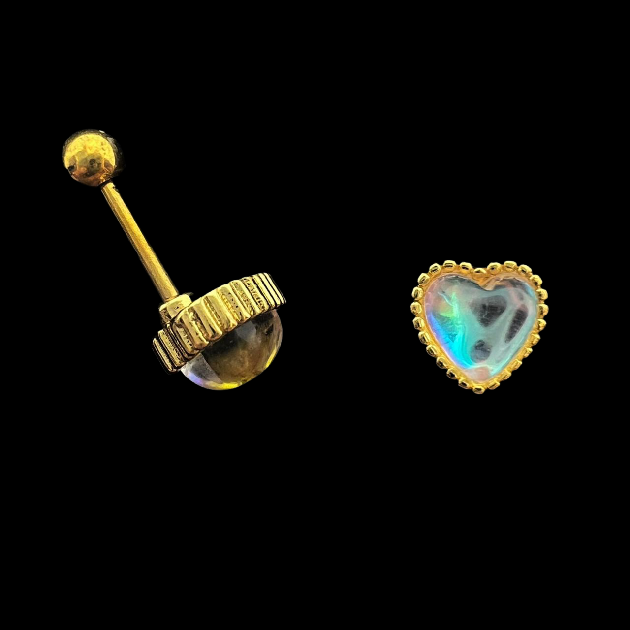 Stainless Steel Gold Heart Ear Piercing