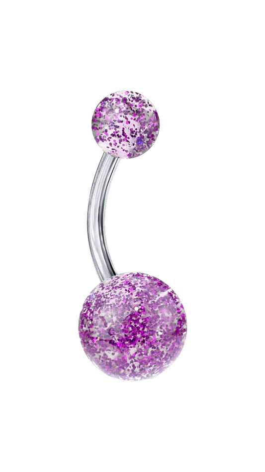 Purple Glitter Basic Ball Belly Ring