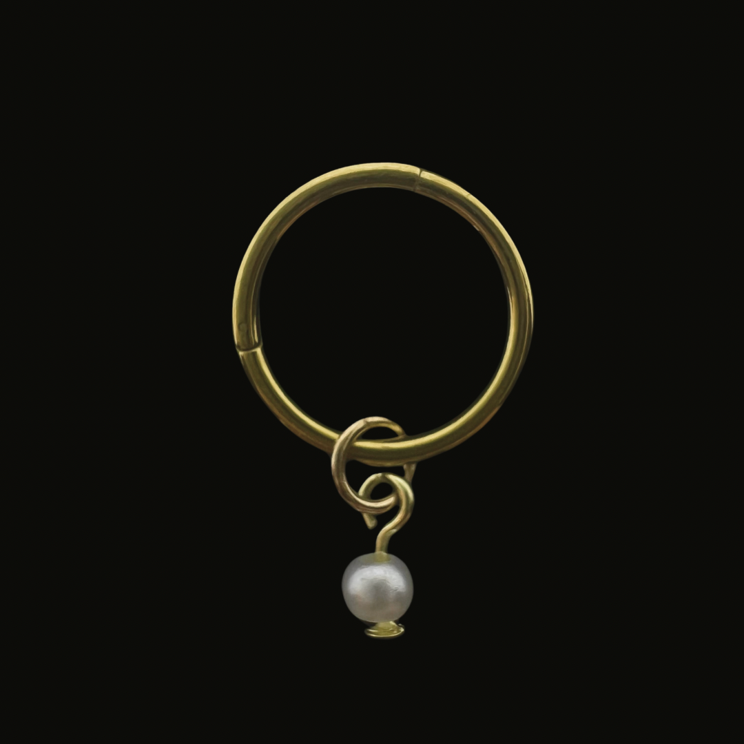 Hoop Small Size Pearl Clicker Belly Ring