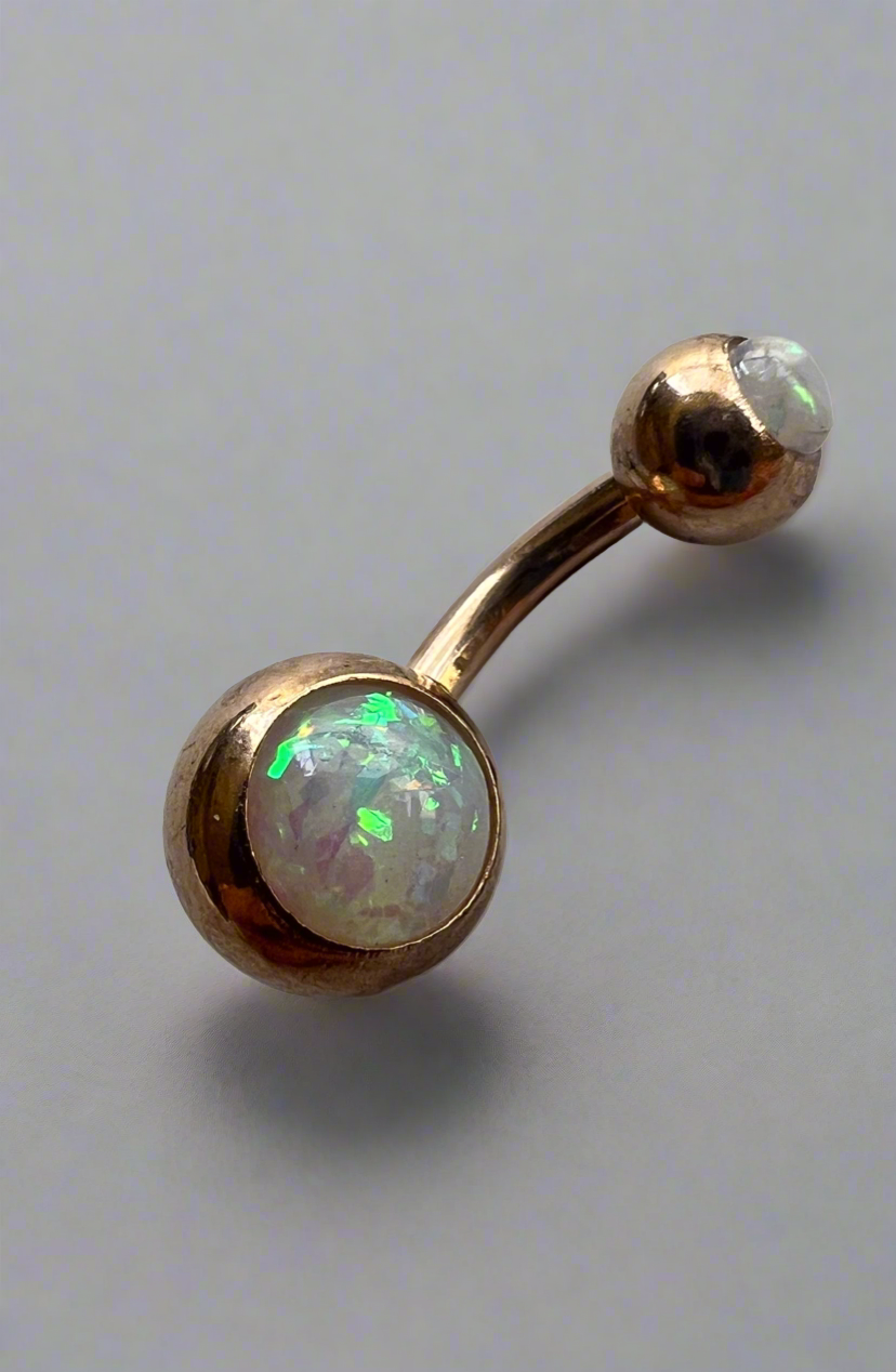 Multicolor White Stone Short Axe Belly Ring