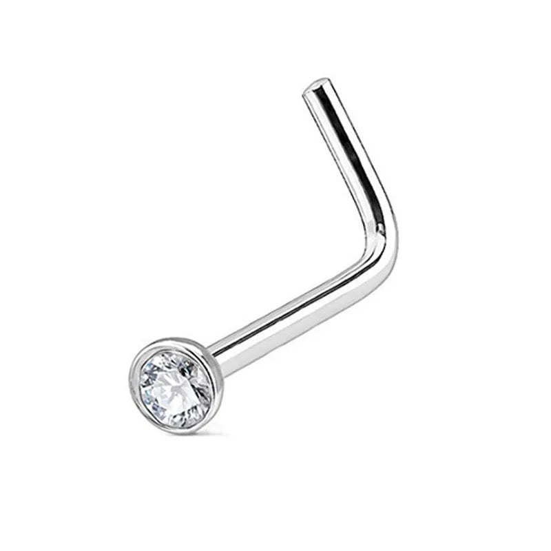 1 Stone Stainless Steel Nose Piercing