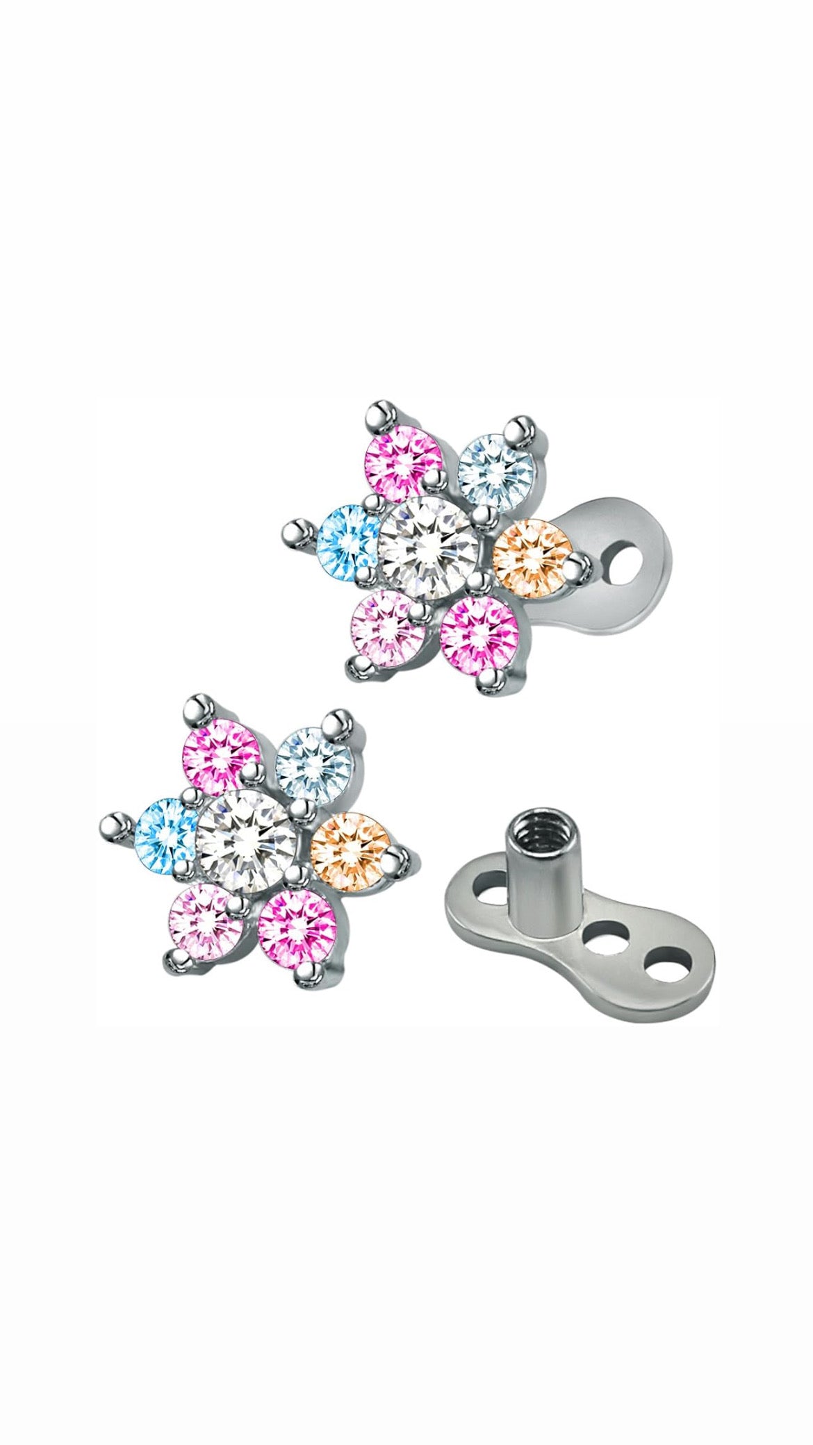 Multicolour Flower Dermal Piercing