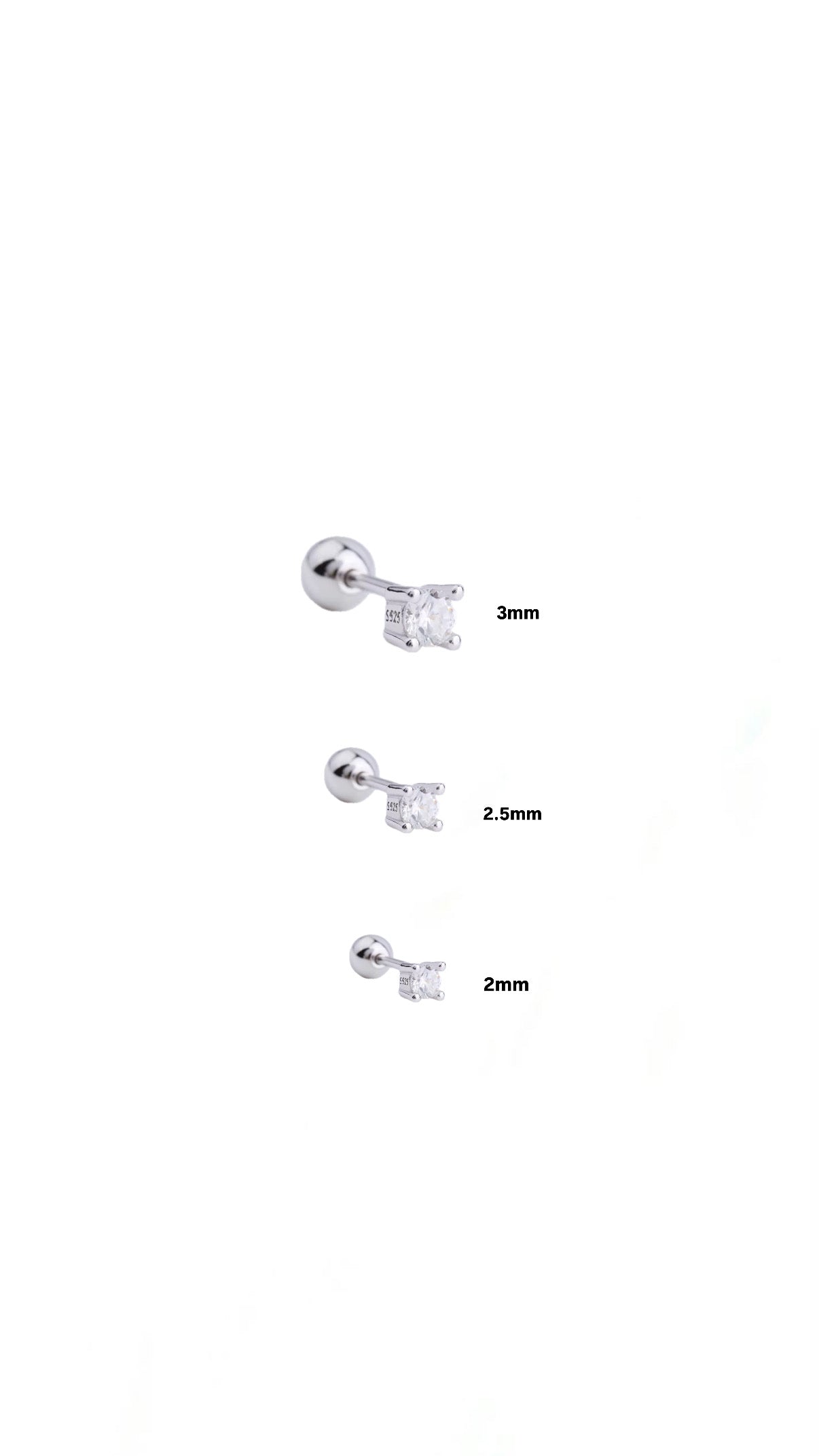 Single S925 Stud Ear Piercing