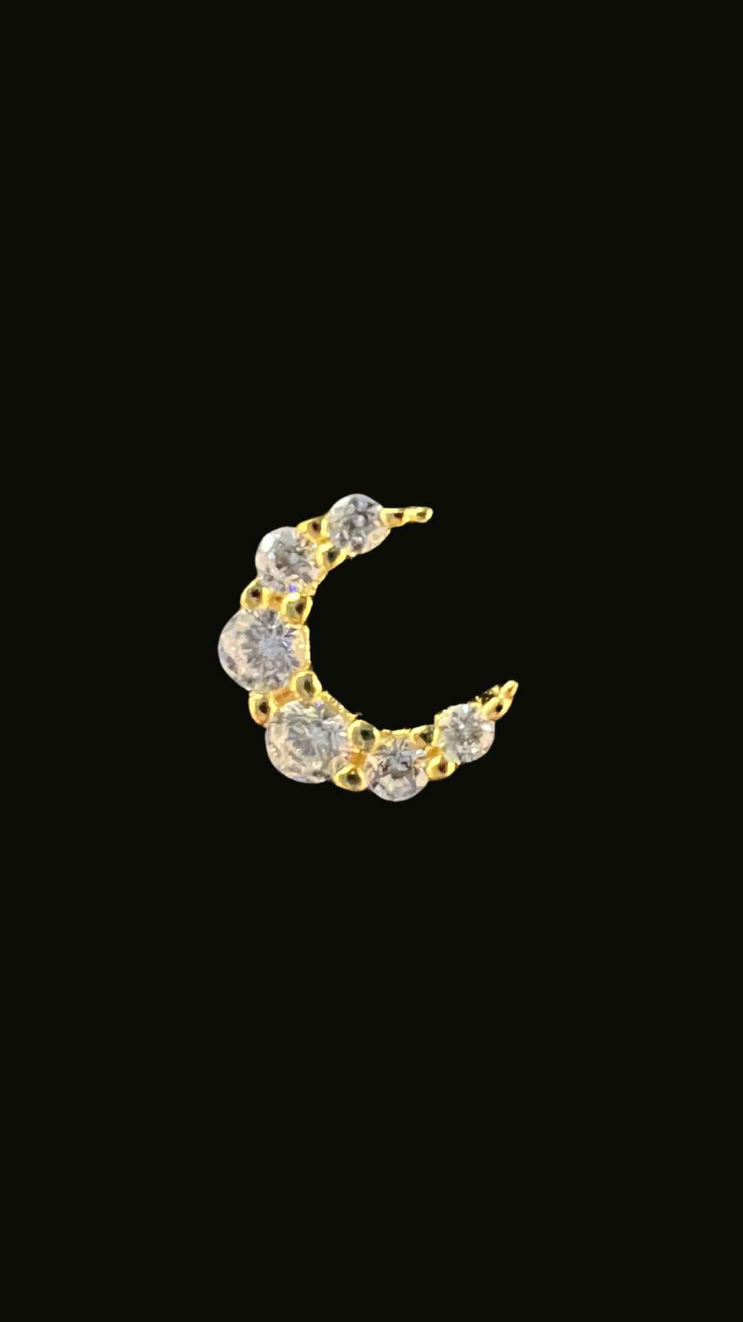 Silver 925 Moon Zircon Stud Ear Piercing (Model 2)