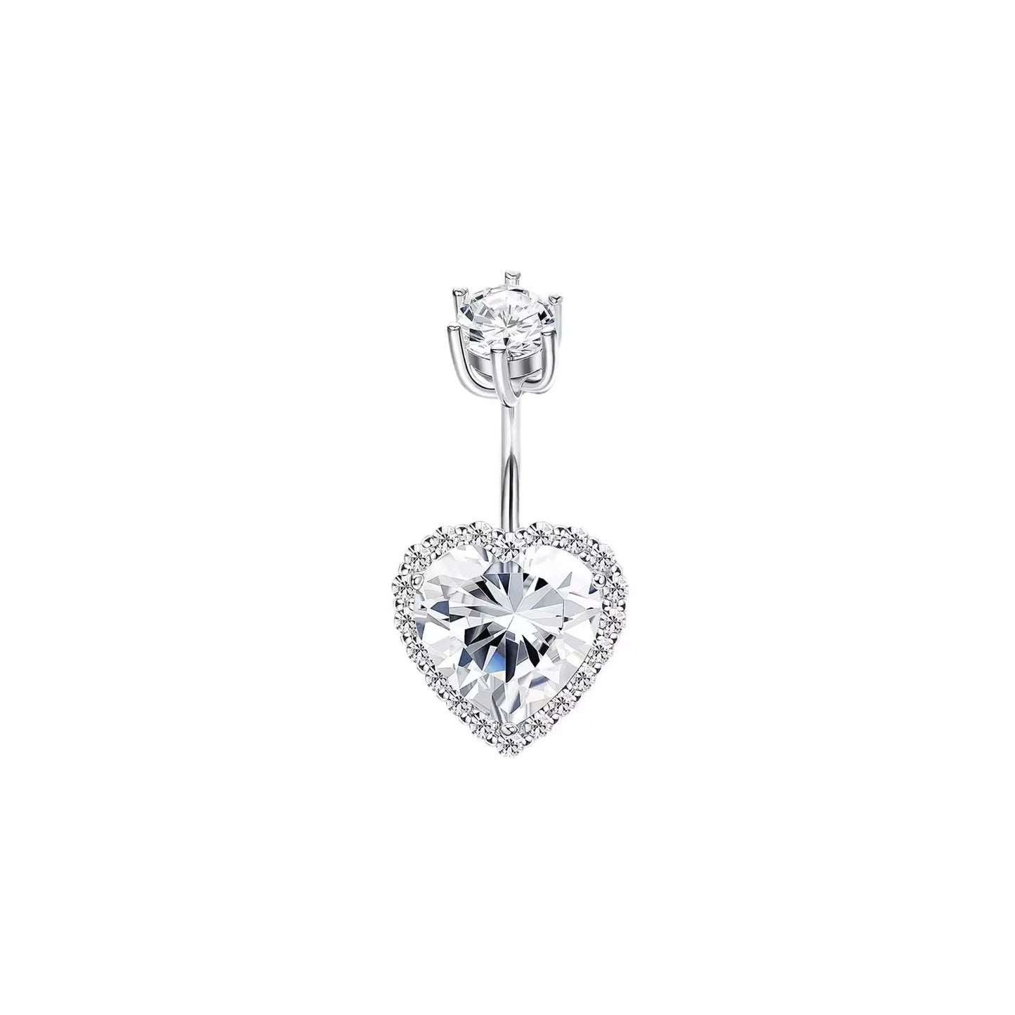 14G Silver 925 Heart Belly Ring