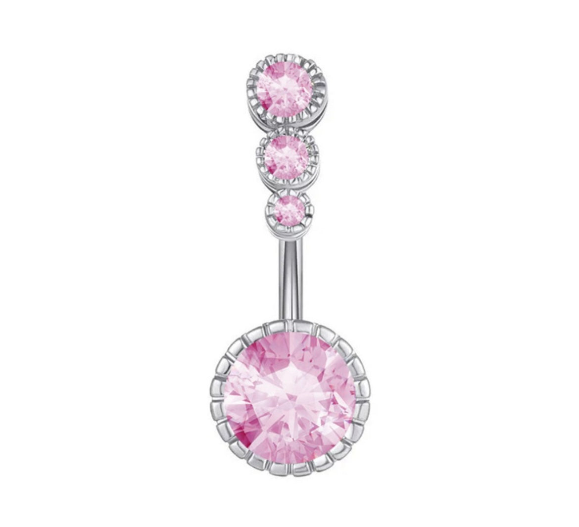 Silver 925 Triple Stone Belly Ring