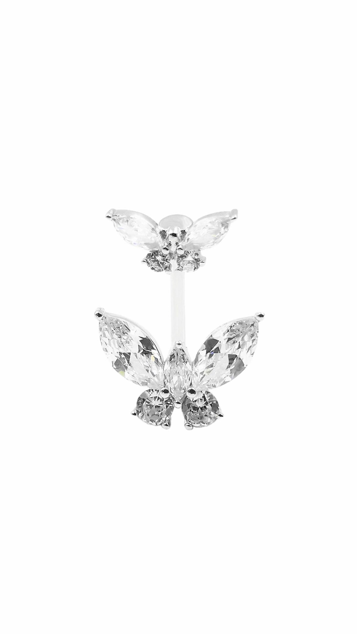 Silver 925 Double Butterfly Belly Ring