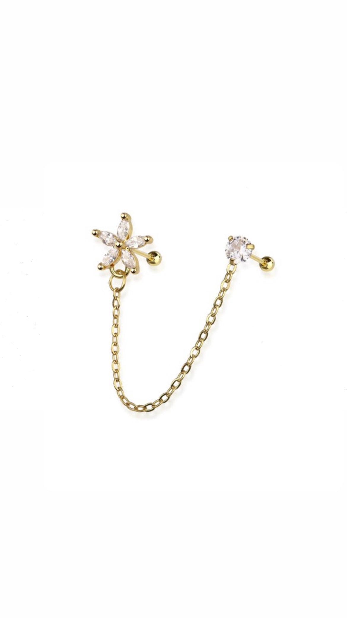 Chain Stud/Flower Ear Piercing (Model 1)