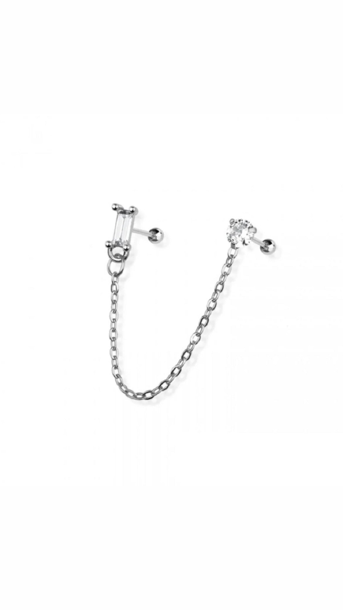 Stainless Steel Chain Stud/Rectangle Ear Piercing