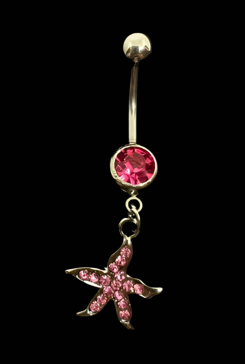 Rhinestone Starfish  Charm Navel Belly Ring