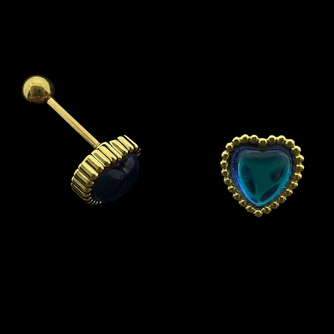 Stainless Steel Gold Heart Ear Piercing