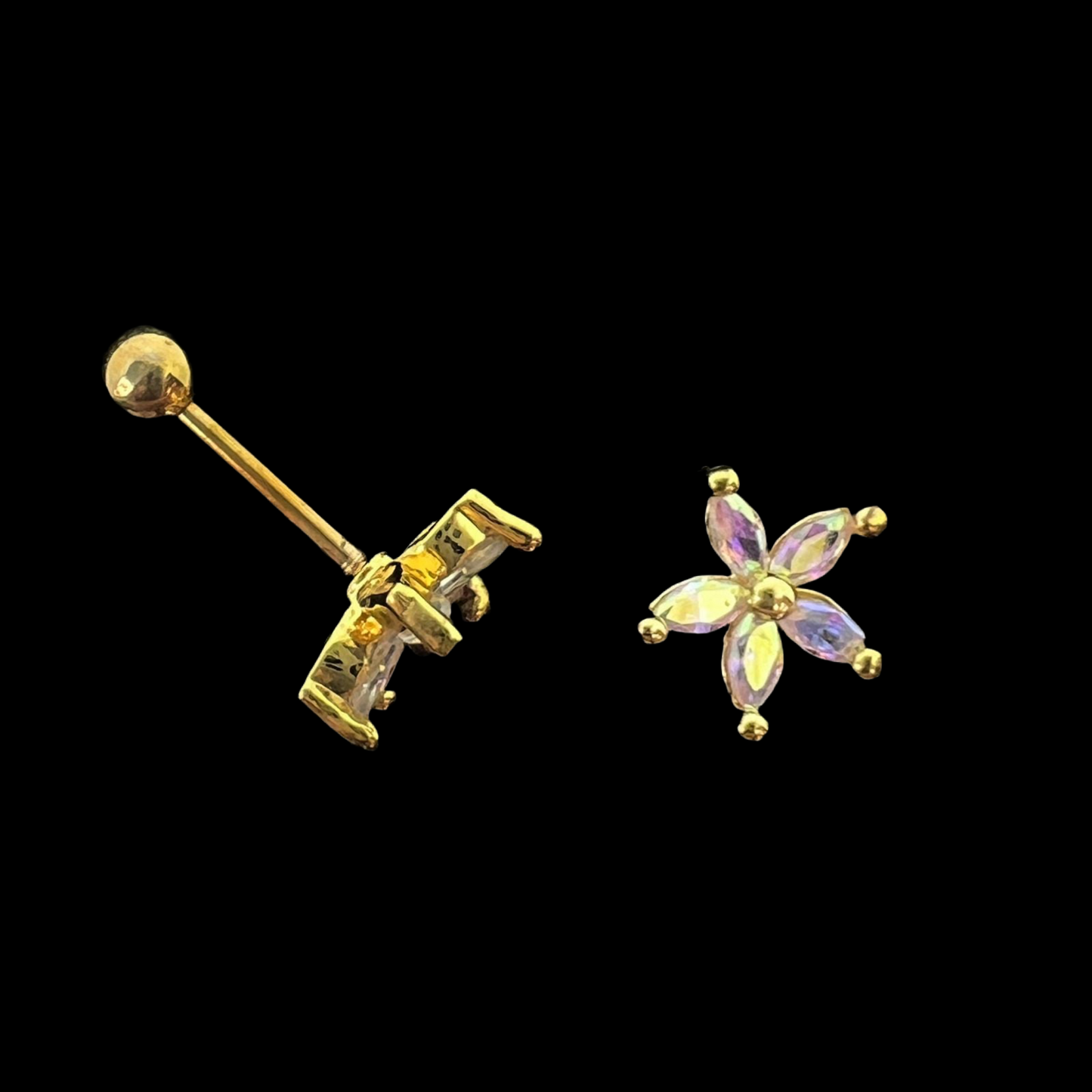 Stainless Steel Gold Flower Ear Piercing