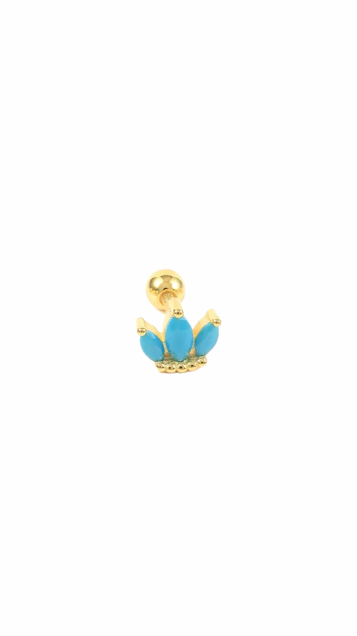 Silver 925 Turquoise Mini Crown Ear Piercing