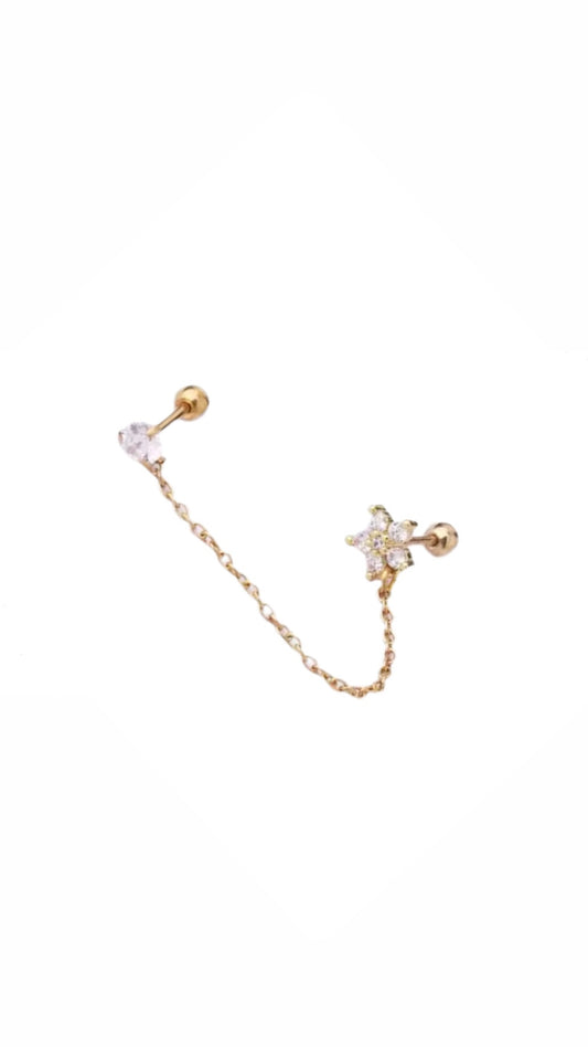 Chain Stud/Flower Ear Piercing (Model 2)