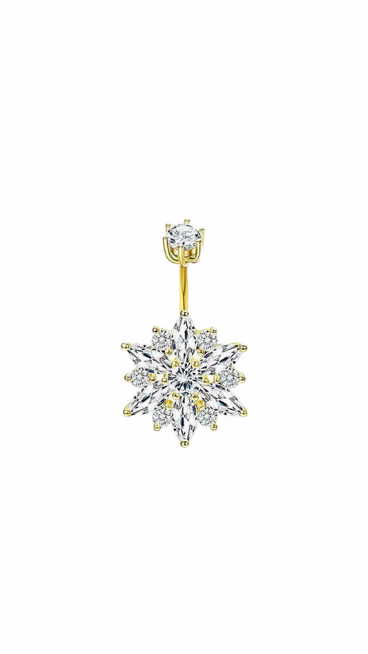 Silver 925 Gold Plated Flower Belly Piercing