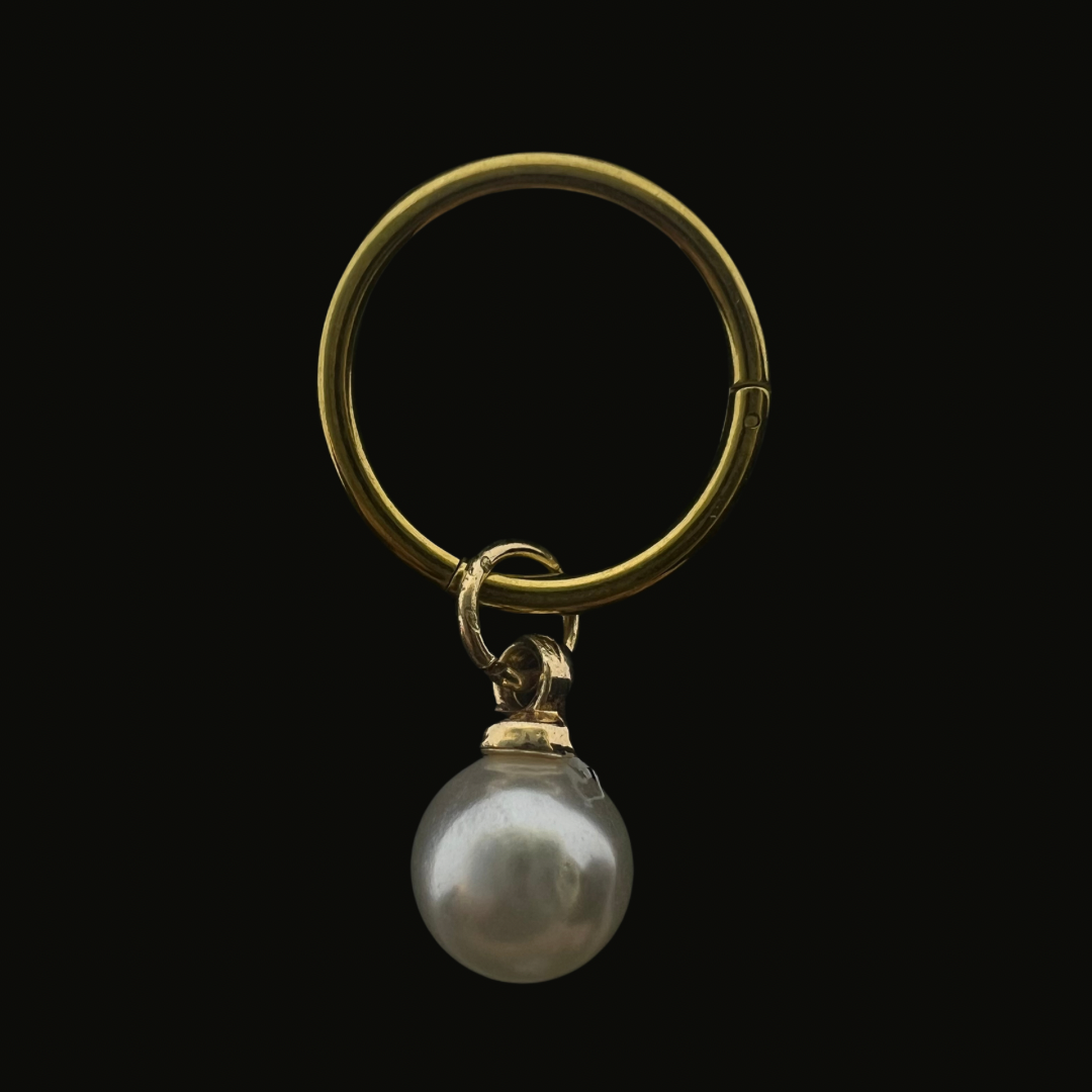 Hoop Medium Size Pearl Clicker Belly Ring