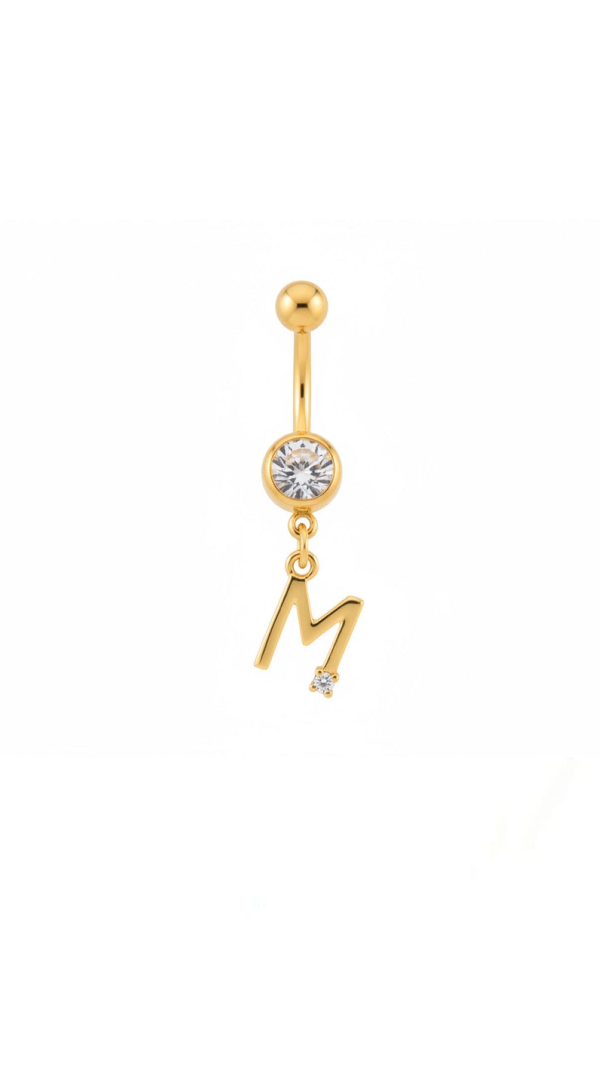 Zircon Letter Charm Navel Belly Ring