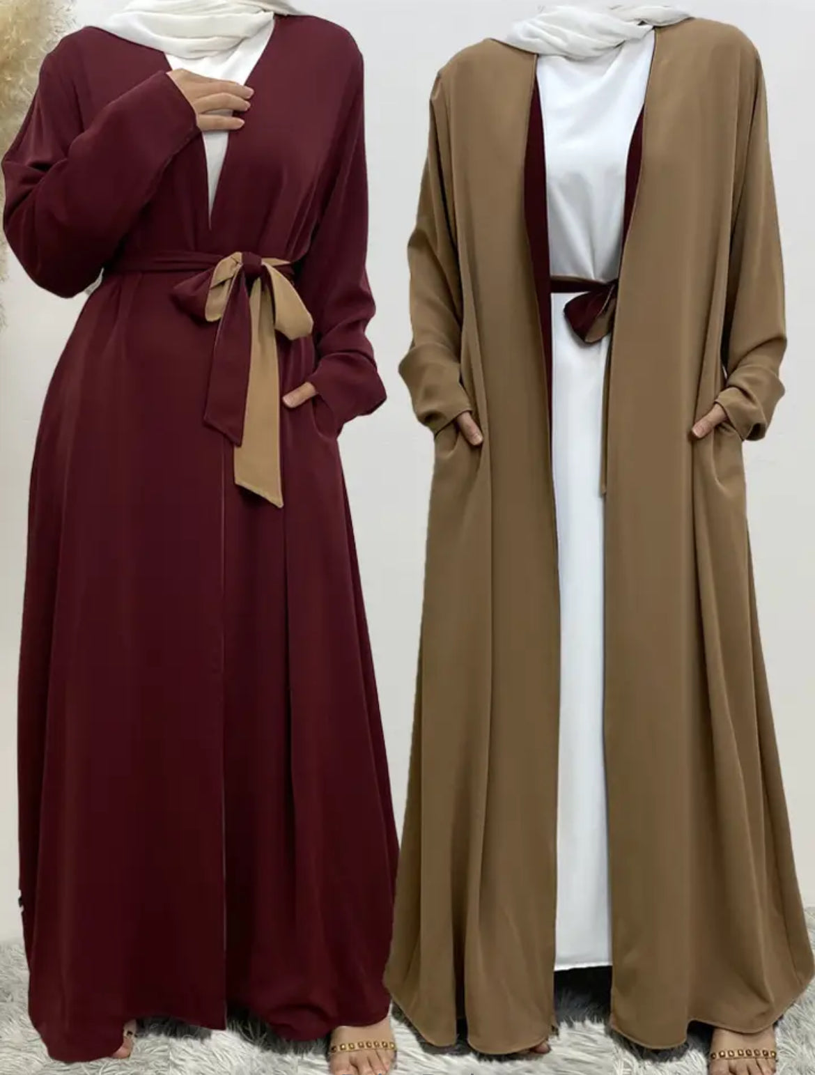 AYA SOFIA Double Sided Open Abaya with Belt