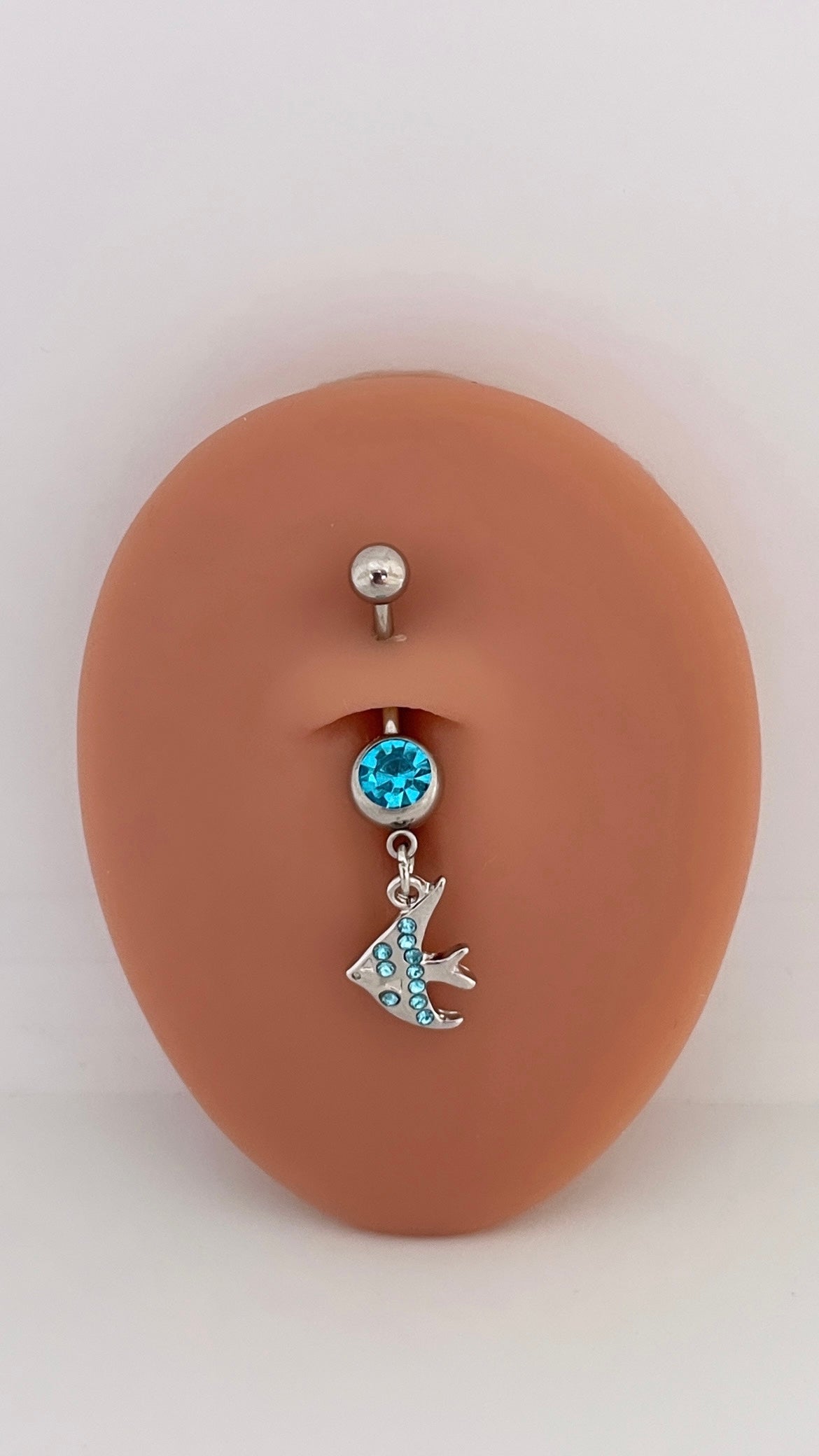 Rhinestone Fish Charm Navel Belly Ring