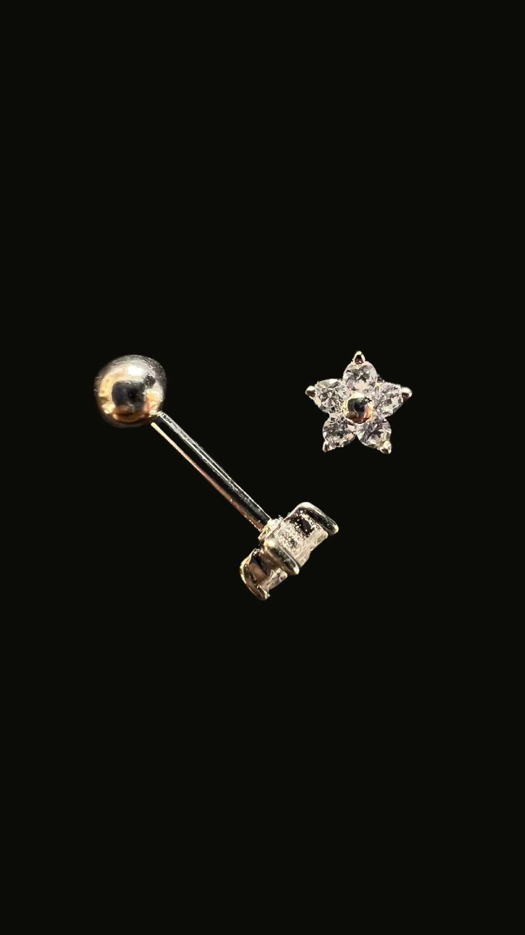 Silver 925 Flower Stud Ear Piercing