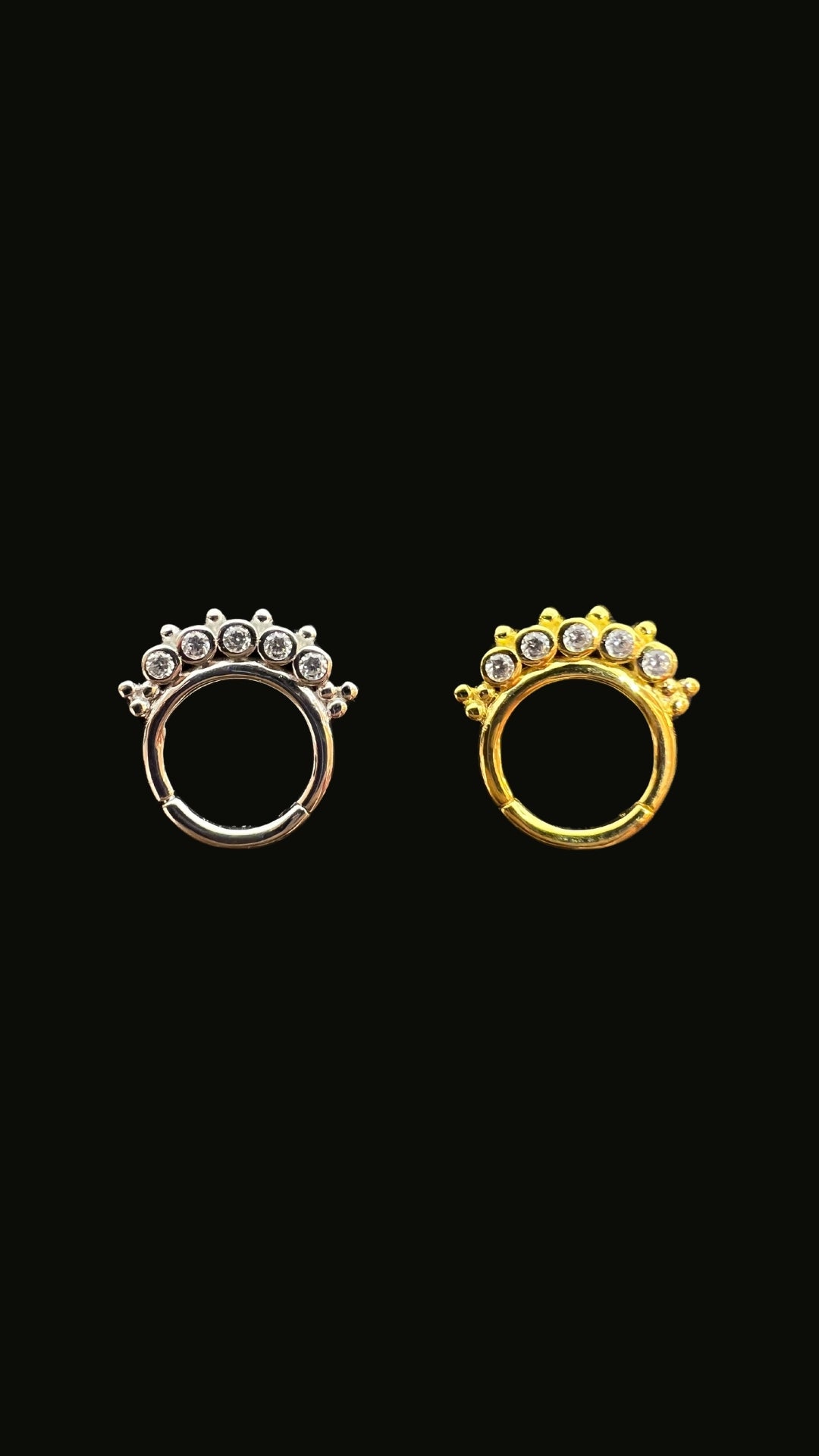 Silver 925 5 Stones Zircon Arc Septum & Daith Ear Piercing (Model 2)