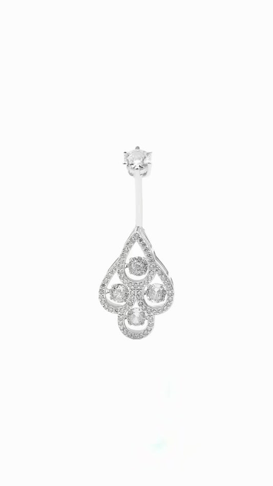 14G Silver 925 Zircon Belly Piercing