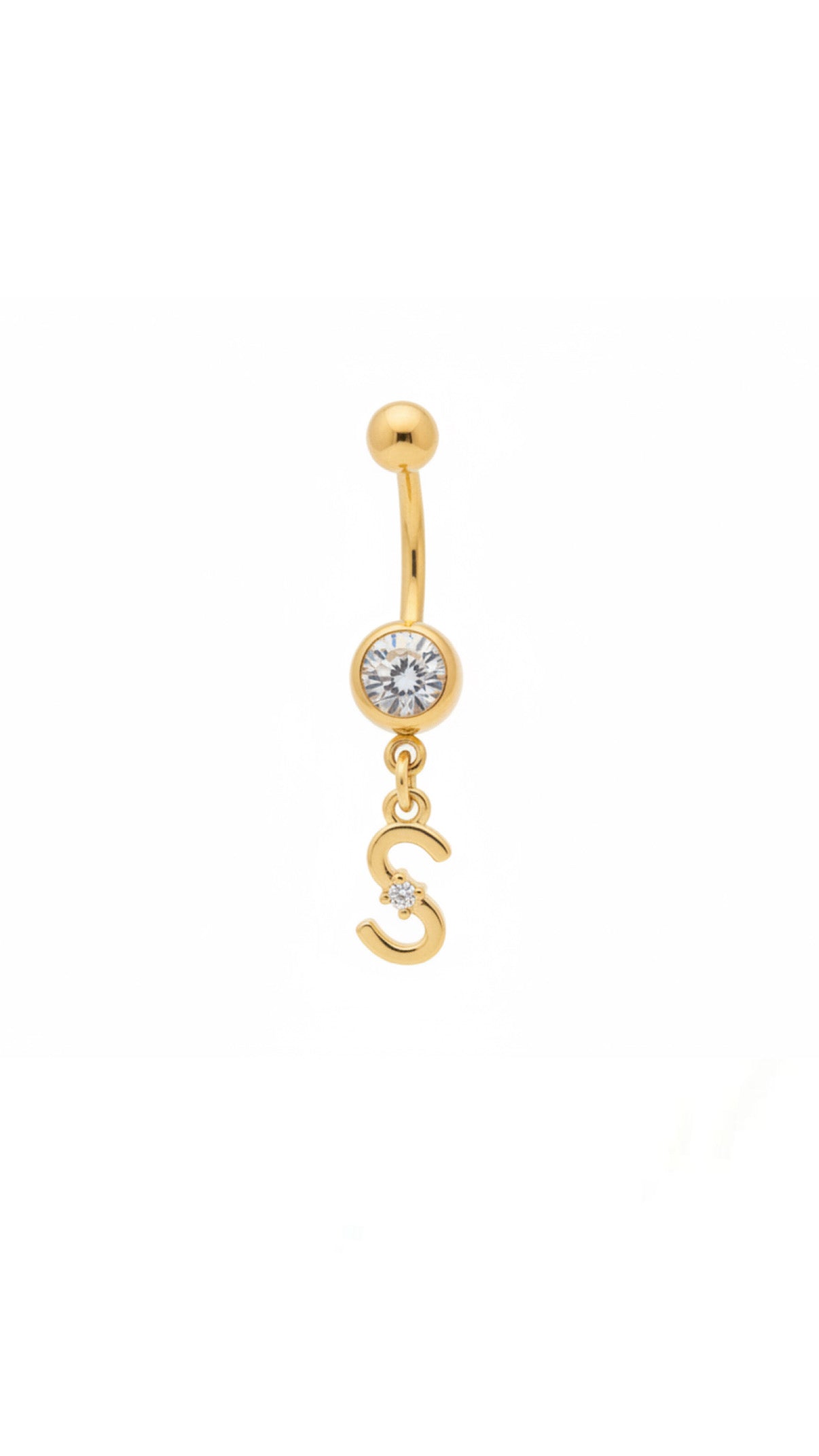 Zircon Letter Charm Navel Belly Ring
