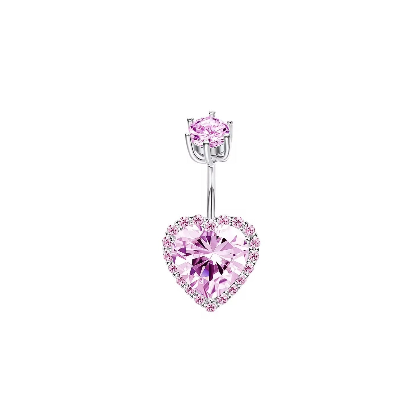 14G Silver 925 Heart Belly Ring