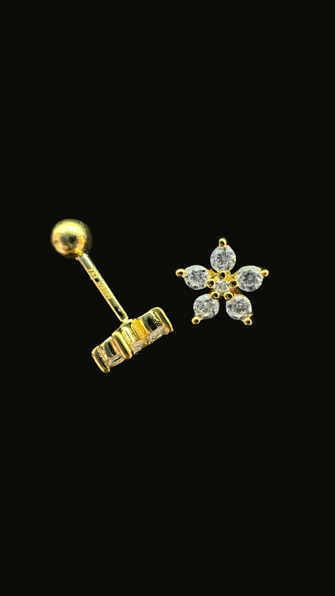 Silver 925 Flower Stud Ear Piercing