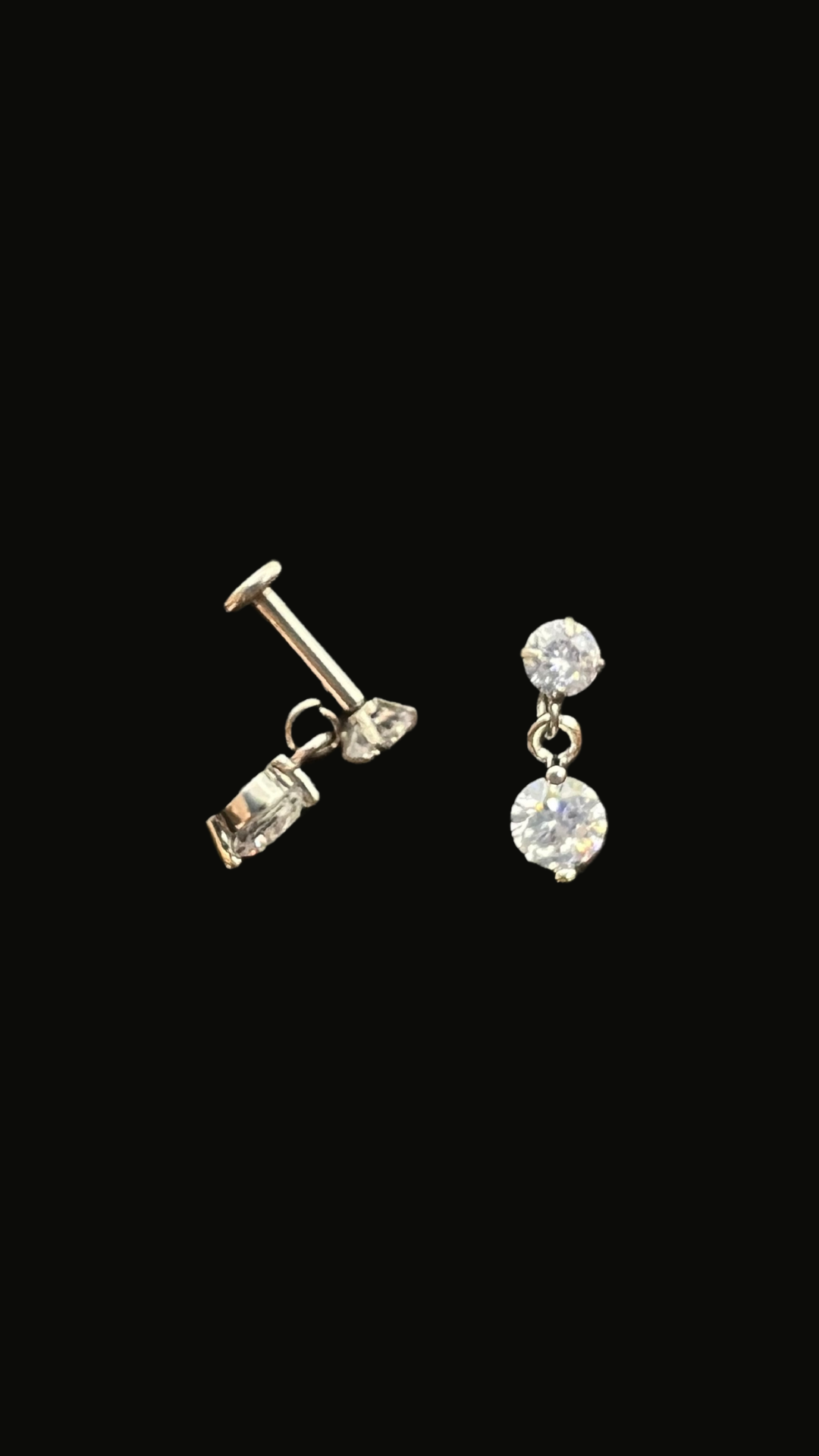 Stainless Steel Hanging Stone Lobe Ear Piercing