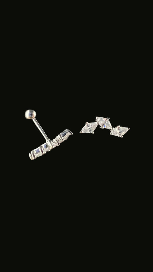 Silver 925 3 Drops Wavy Decor Helix Ear Piercing