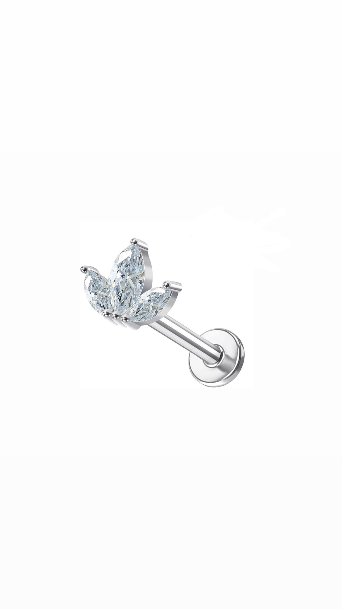 Stainless Steel Crown 3 Stones Ear Piercing (Model 1)