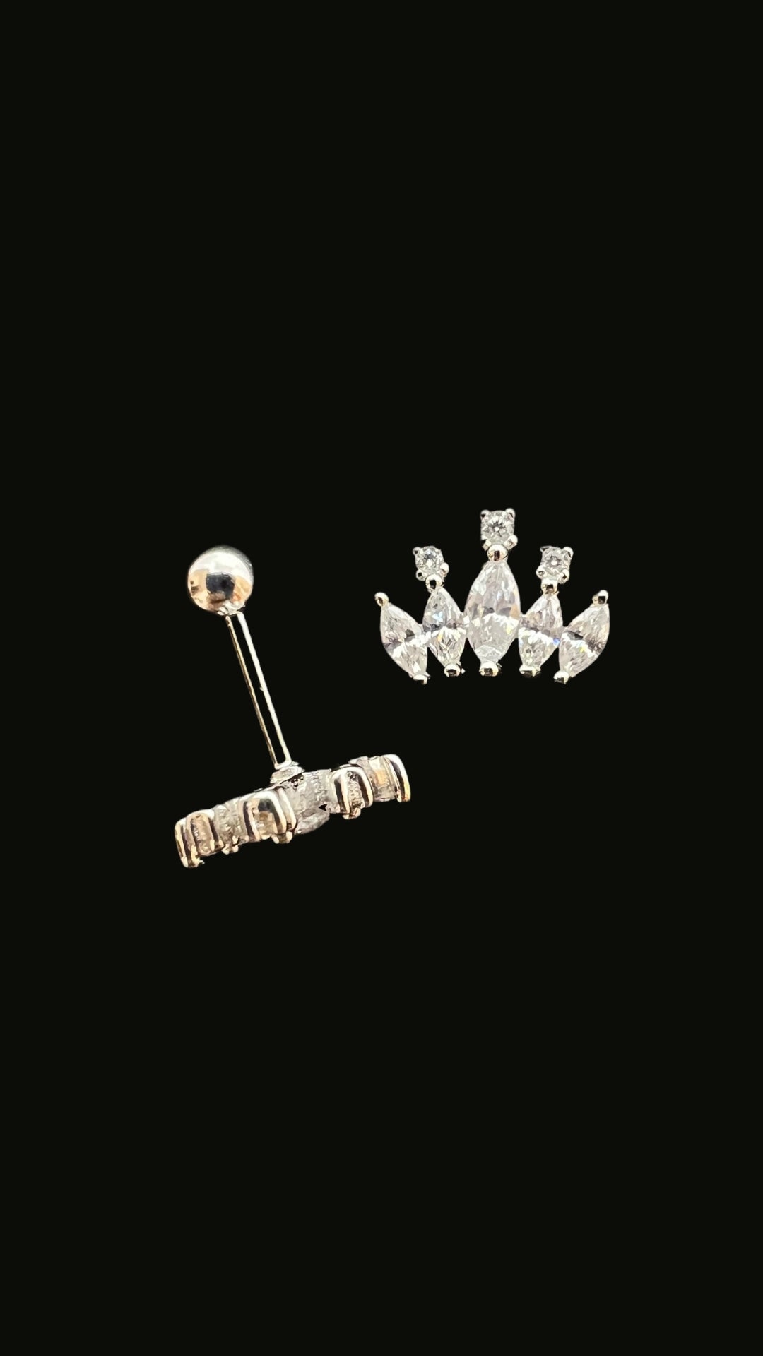 Silver 925 Crown 5 Stones Helix Ear Piercing