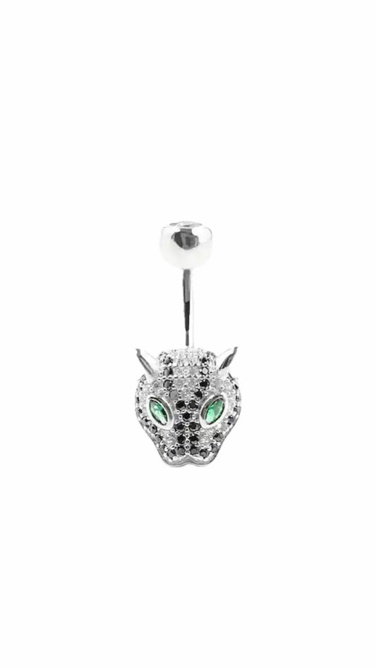 14G Punk Leopard 925 Sterling Silver Belly Ring